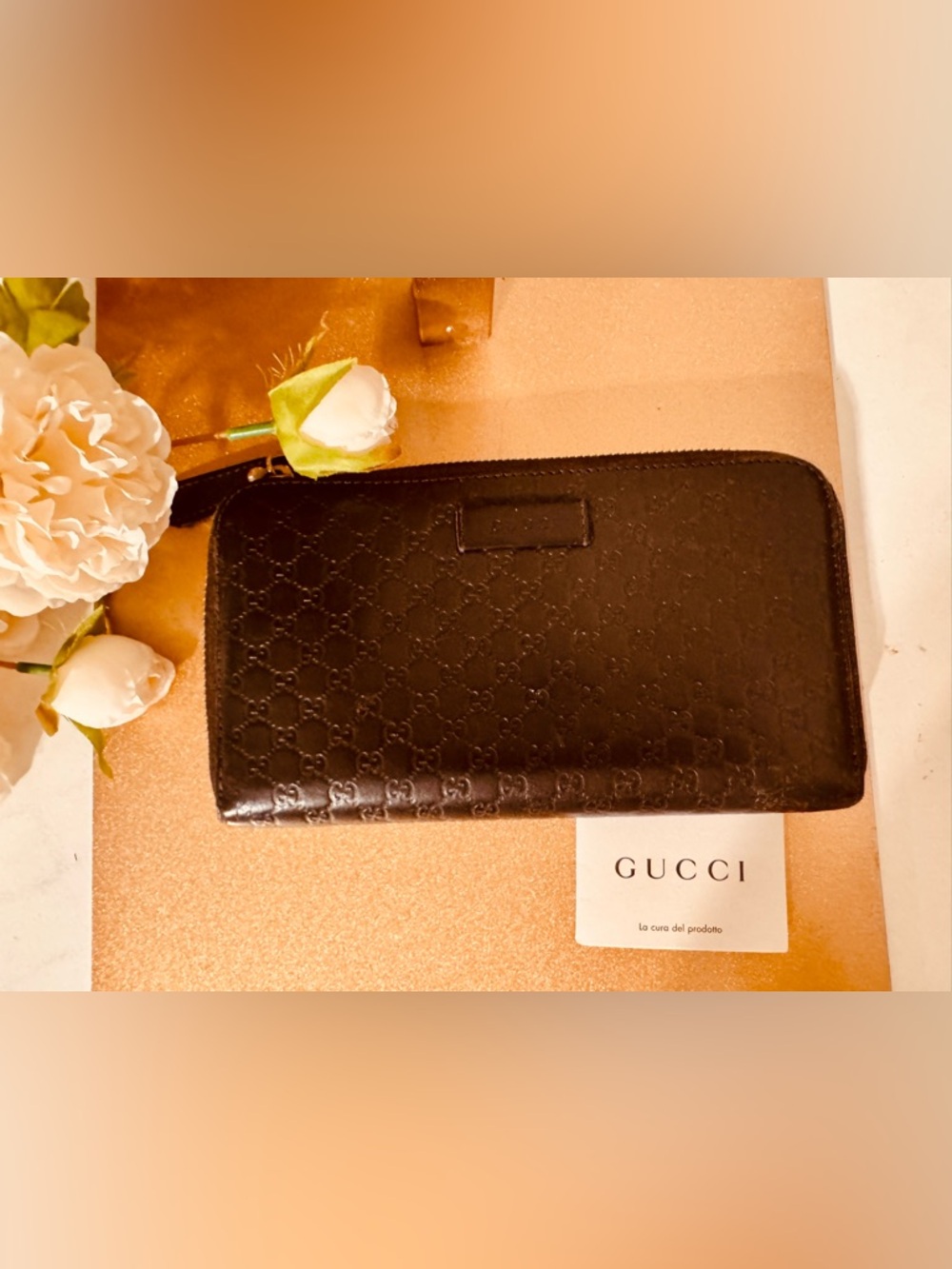 Gucci bronze microguccissima patent leather Large zip around wallet - Picture 4 of 15